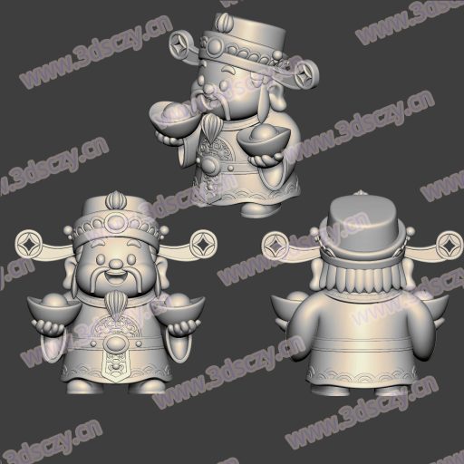 3D0289财神爷端元宝STL文件三维图立体图建模精雕图雕刻机玉雕图木雕图圆雕图3D打印模型数据-3D素材资源仓