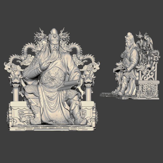 3D0336关公关羽看书雕像STL文件三维图立体图建模精雕图雕刻机玉雕图木雕图圆雕图3D打印模型数据-3D素材资源仓