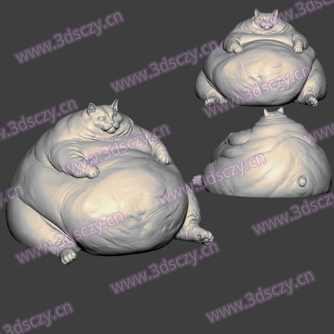 3D0341大胖猫肉山动物摆件STL文件三维图立体图建模精雕图雕刻机玉雕图木雕图圆雕图3D打印模型数据-3D素材资源仓