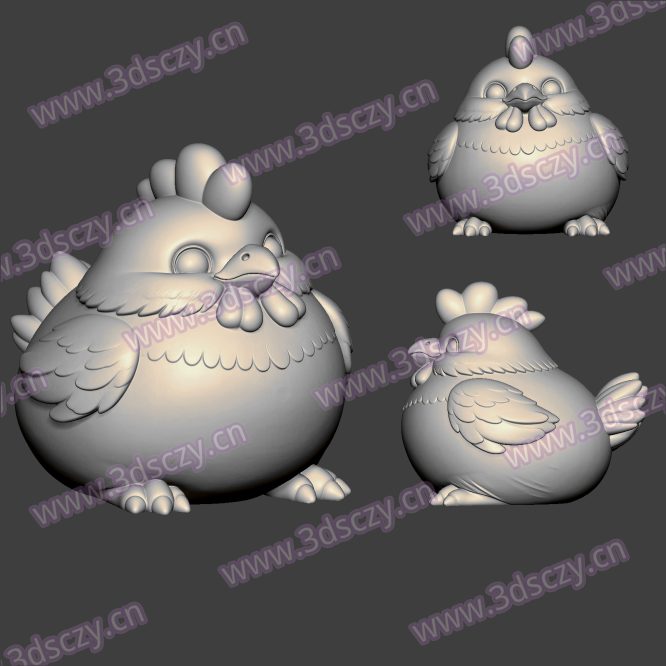 3D0343可爱小胖鸡Q版卡通动物STL文件三维图立体图建模精雕图雕刻机玉雕图木雕图圆雕图3D打印模型数据-3D素材资源仓