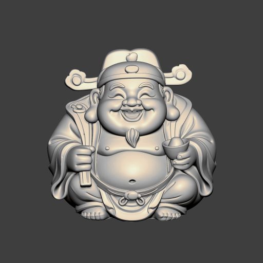 JG0207胖胖的财神爷招财进宝STL文件三维图立体图建模精雕图雕刻机玉雕图木雕图圆雕图3D打印模型数据-3D素材资源仓