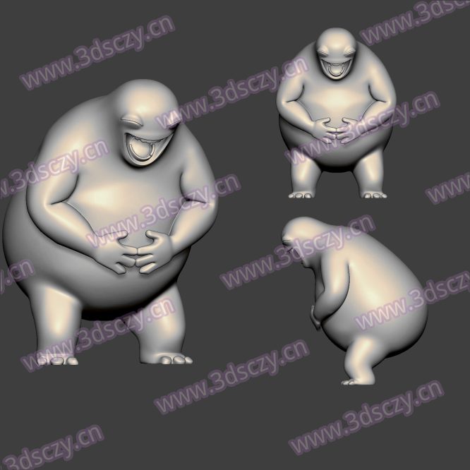3D0352抽象奶龙捧腹大笑STL文件三维图立体图建模精雕图雕刻机玉雕图木雕图圆雕图3D打印模型数据-3D素材资源仓