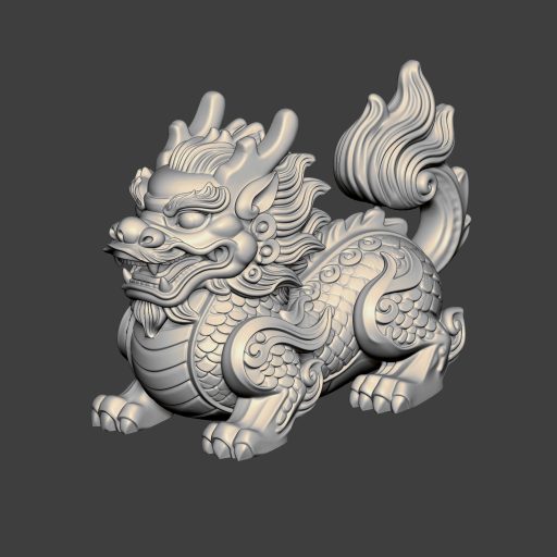 JG0211Q版小麒麟貔貅摆件STL文件三维图立体图建模精雕图雕刻机玉雕图木雕图圆雕图3D打印模型数据-3D素材资源仓