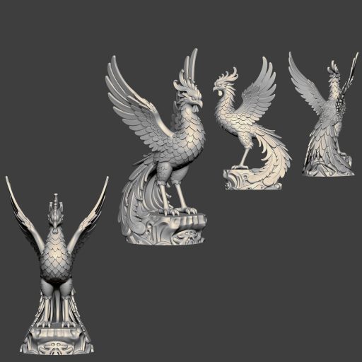 JG0187凤凰神鸟神兽4文件STL三维图立体图建模圆雕图3D打印模型文件数据-3D素材资源仓