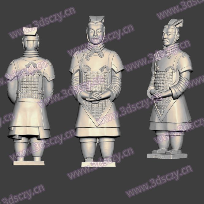 3D0356兵马俑铠甲将军俑STL文件三维图立体图建模精雕图雕刻机玉雕图木雕图圆雕图3D打印模型数据-3D素材资源仓
