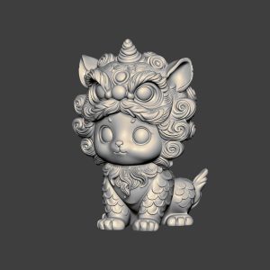 图片[1]-JG0213可爱醒狮娃娃STL文件三维图立体图建模精雕图雕刻机玉雕图木雕图圆雕图3D打印模型数据-3D素材资源仓