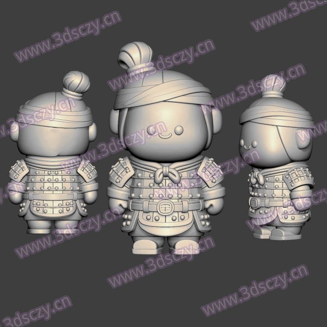 3D0358 Q版兵马俑3卡通摆件STL文件三维图立体图建模精雕图雕刻机玉雕图木雕图圆雕图3D打印模型数据-3D素材资源仓
