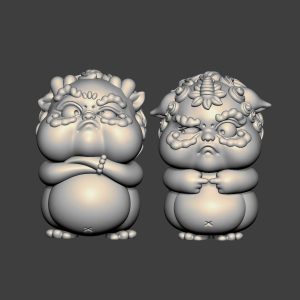 图片[1]-JG0214嚣张委屈貔貅一对STL文件三维图立体图建模精雕图雕刻机玉雕图木雕图圆雕图3D打印模型数据-3D素材资源仓