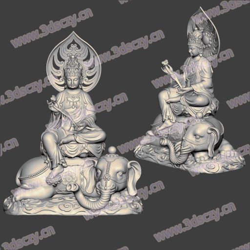 3D0292普贤菩萨STL文件OBJ三维图立体图建模精雕图雕刻机玉雕图木雕图圆雕图3D打印模型数据-3D素材资源仓