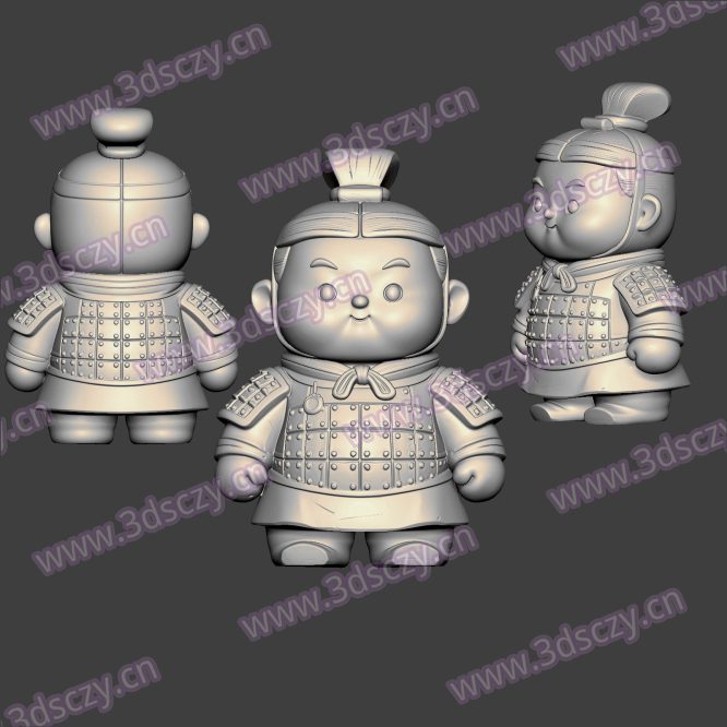 3D0359Q版兵马俑2卡通摆件STL文件三维图立体图建模精雕图雕刻机玉雕图木雕图圆雕图3D打印模型数据-3D素材资源仓