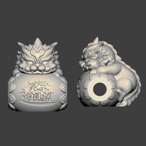 图片[1]-JG0218招财进宝貔貅瑞兽STL文件三维图立体图建模精雕图雕刻机玉雕图木雕图圆雕图3D打印模型数据-3D素材资源仓