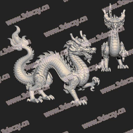JG0274中国龙青龙神兽古兽STL文件三维图立体图建模精雕图雕刻机玉雕图木雕图圆雕图3D打印模型数据-3D素材资源仓