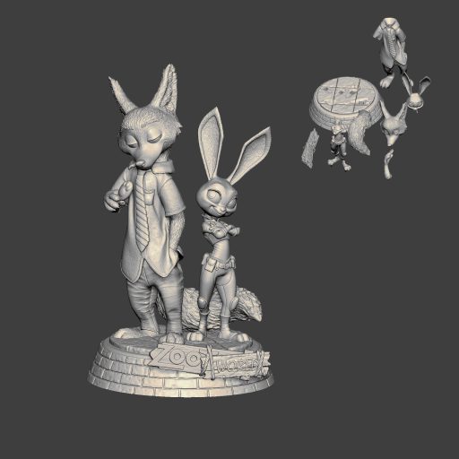 JG0232疯狂动物城狐狸尼克和朱迪3D打印模型STL文件潮玩摆件3D数据素材-3D素材资源仓