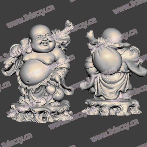 3D0297弥勒佛背布袋佛像STL文件三维图立体图建模精雕图雕刻机玉雕图木雕图圆雕图3D打印模型数据-3D素材资源仓