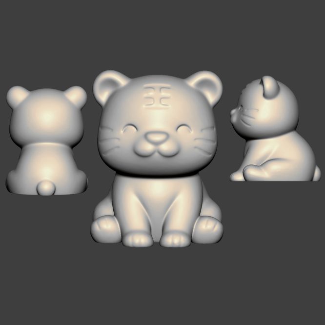 3D0332可爱小老虎Q版卡通动物STL文件三维图立体图建模精雕图雕刻机玉雕图木雕图圆雕图3D打印模型数据-3D素材资源仓