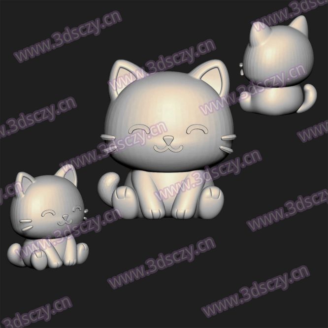 000560可爱的小猫玩偶STL文件三维图立体图建模精雕图雕刻机玉雕图木雕图圆雕图3D打印模型数据-3D素材资源仓