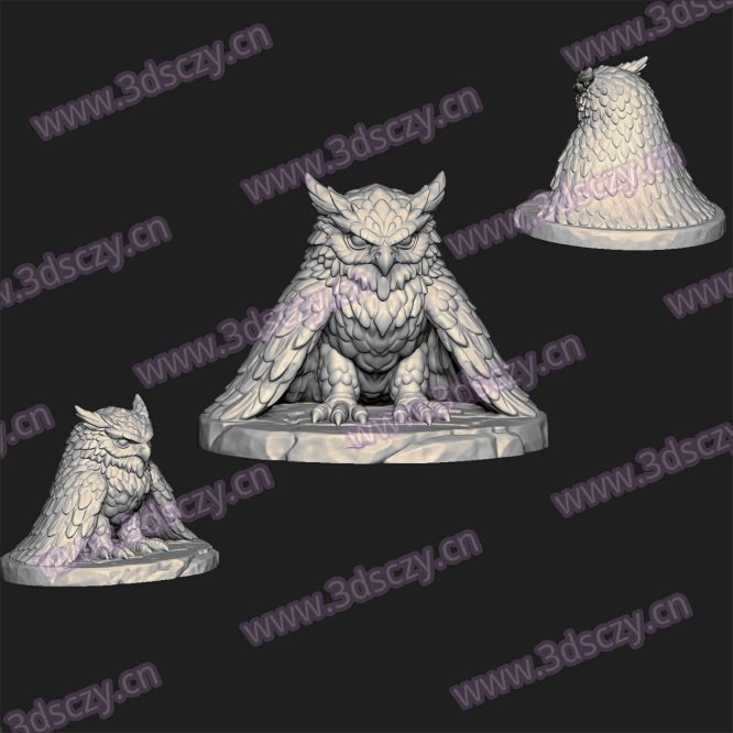 000566猫头鹰翅膀耷拉STL文件三维图立体图建模精雕图雕刻机玉雕图木雕图圆雕图3D打印模型数据-3D素材资源仓