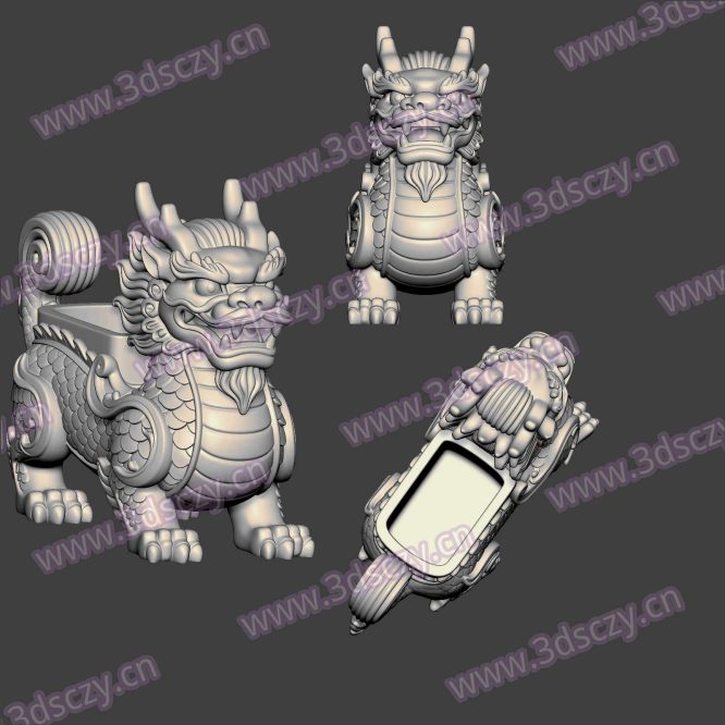 3D0376麒麟瑞兽容器收纳摆件STL文件三维图立体图建模精雕图雕刻机玉雕图木雕图圆雕图3D打印模型数据-3D素材资源仓