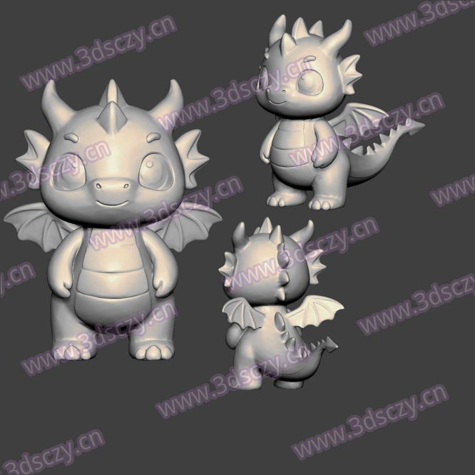 3D0383Q版可爱小飞龙20神兽STL文件三维图立体图建模精雕图雕刻机玉雕图木雕图圆雕图3D打印模型数据-3D素材资源仓