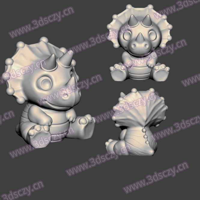 3D0387可爱三角龙Q版卡通STL文件三维图立体图建模精雕图雕刻机玉雕图木雕图圆雕图3D打印模型数据-3D素材资源仓