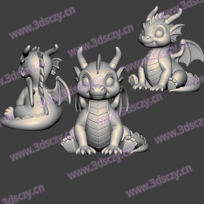 3D0392可爱小飞龙13神兽STL文件三维图立体图建模精雕图雕刻机玉雕图木雕图圆雕图3D打印模型数据-3D素材资源仓