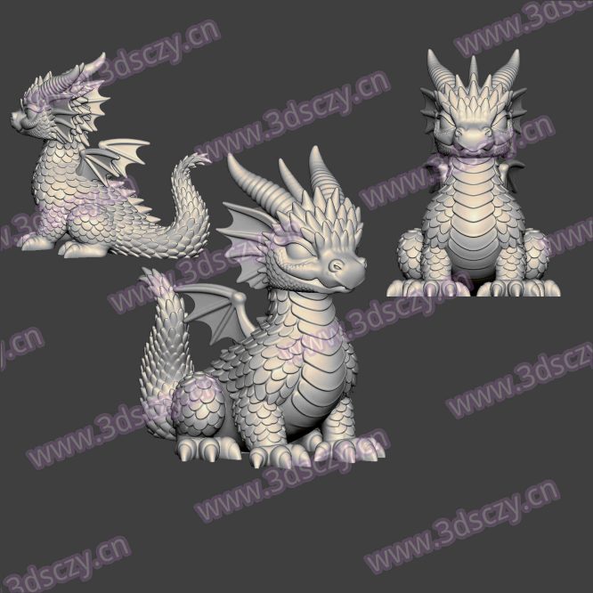 3D0393可爱小龙雕像神兽STL文件三维图立体图建模精雕图雕刻机玉雕图木雕图圆雕图3D打印模型数据-3D素材资源仓
