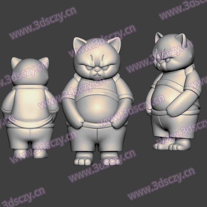 3D0395胖猫可爱猫咪人形潮玩STL文件三维图立体图建模精雕图雕刻机玉雕图木雕图圆雕图3D打印模型数据-3D素材资源仓