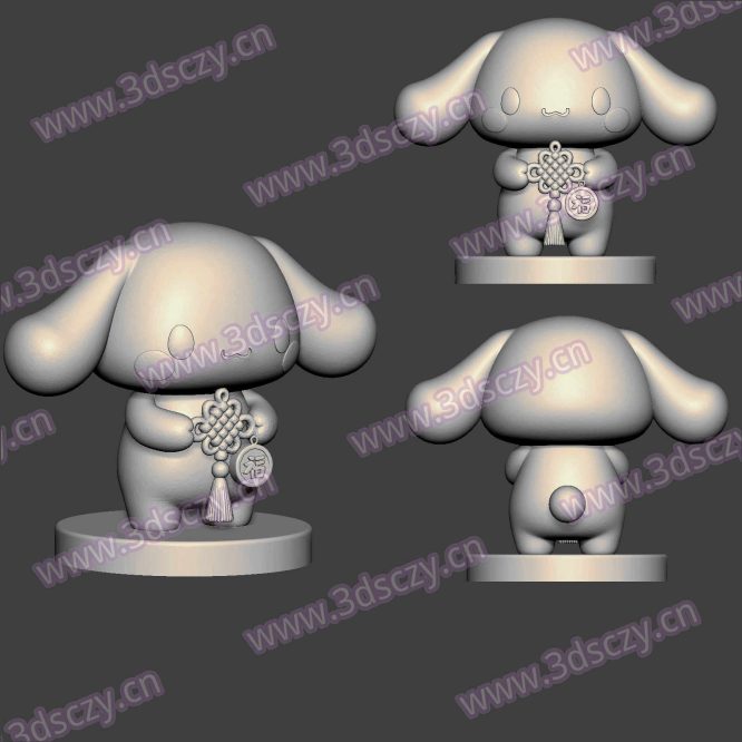 3D0416手持中国结的小狗玉桂狗犬动物STL文件三维图立体图建模精雕图雕刻机玉雕图木雕图圆雕图3D打印模型数据-3D素材资源仓