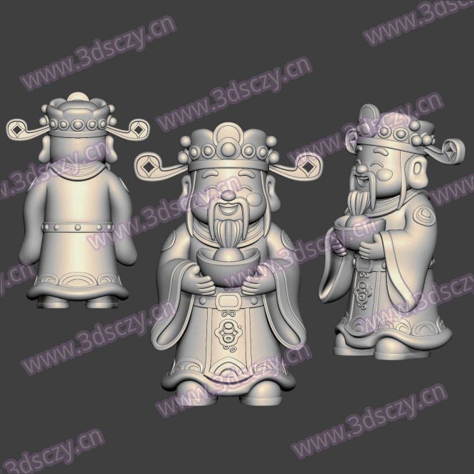 3D0421财神爷端元宝2卡通摆件STL文件三维图立体图建模精雕图雕刻机玉雕图木雕图圆雕图3D打印模型数据-3D素材资源仓