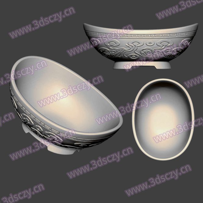3D0422金元宝形聚宝盆果盘碗容器STL文件三维图立体图建模精雕图雕刻机玉雕图木雕图圆雕图3D打印模型数据-3D素材资源仓