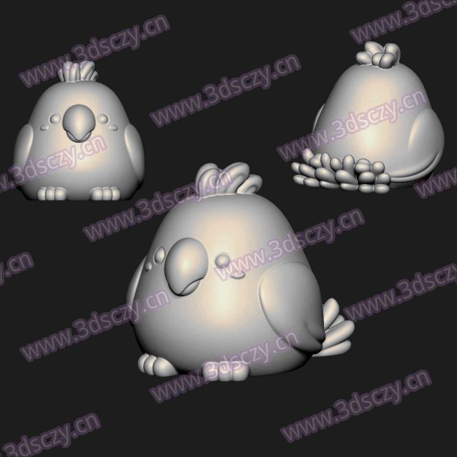 000702可爱小鸟胖鸟圆雕图STL文件三维图立体图建模精雕图雕刻机玉雕图木雕图3D打印模型数据-3D素材资源仓