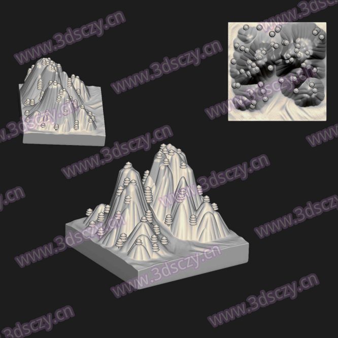 000731卡通山峰山峦圆雕图STL文件三维图立体图建模精雕图雕刻机玉雕图木雕图3D打印模型数据-3D素材资源仓