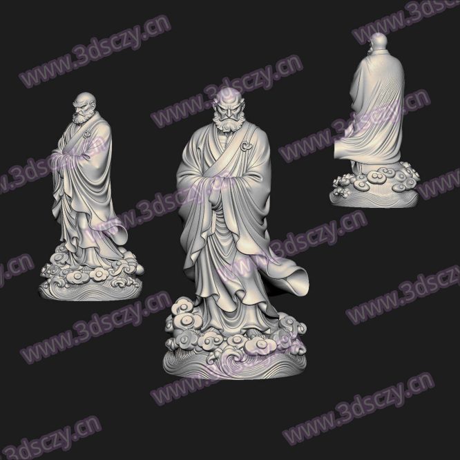 000749达摩祖师圆雕图STL文件三维图立体图建模精雕图雕刻机玉雕图木雕图3D打印模型数据-3D素材资源仓