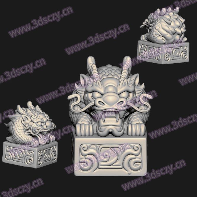 000806貔貅神兽玉玺印章圆雕图STL文件三维图立体图建模精雕图雕刻机玉雕图木雕图3D打印模型数据-3D素材资源仓