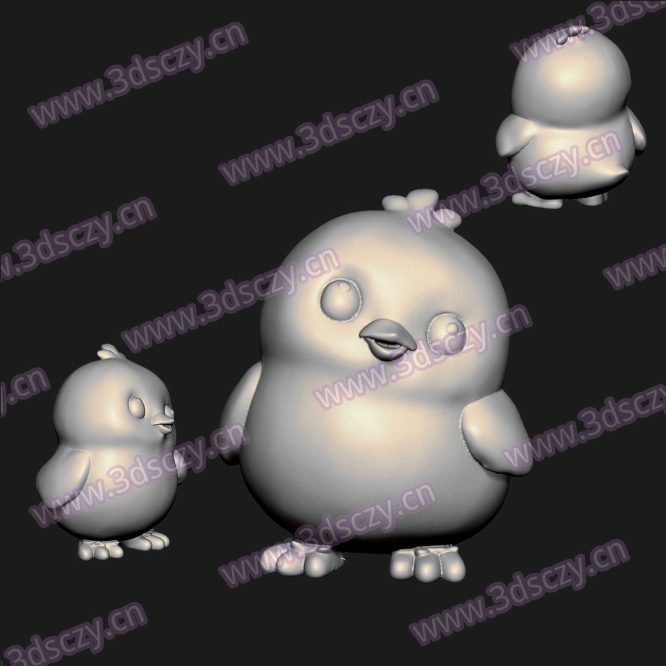 000851胖胖的迷你小鸡圆雕图STL文件三维图立体图建模精雕图雕刻机玉雕图木雕图3D打印模型数据-3D素材资源仓