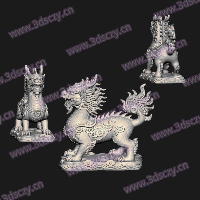 000902祥云招财貔貅瑞兽圆雕图STL文件三维图立体图建模精雕图雕刻机玉雕图木雕图3D打印模型数据-3D素材资源仓