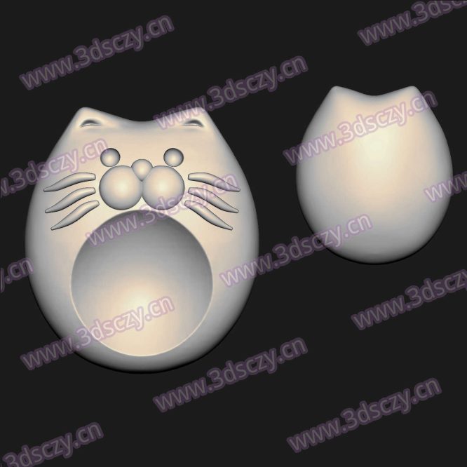 000906小猫咪指搓卡通招财猫圆雕图STL文件三维图立体图建模精雕图雕刻机玉雕图木雕图3D打印模型数据-3D素材资源仓