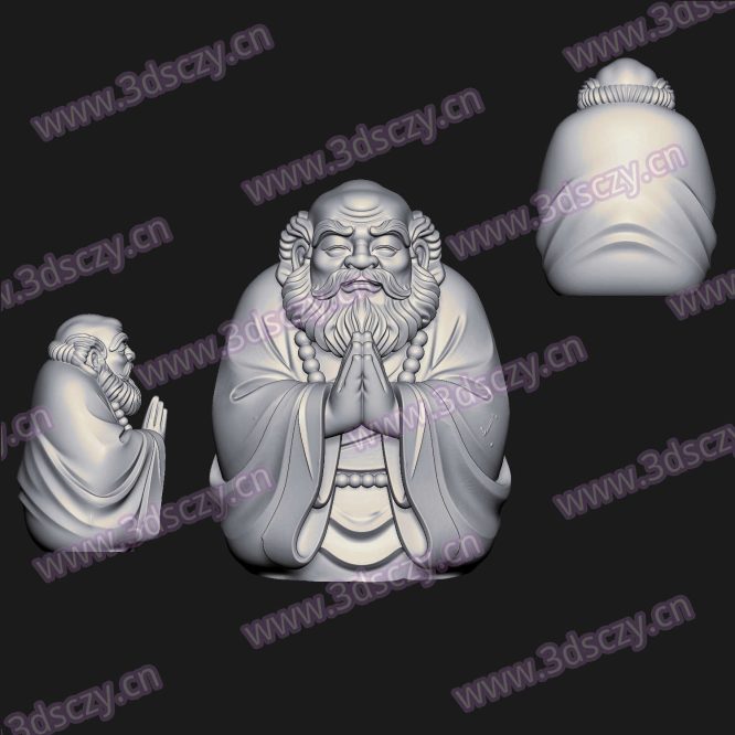 000918达摩祖师茶宠圆雕图STL文件三维图立体图建模精雕图雕刻机玉雕图木雕图3D打印模型数据-3D素材资源仓
