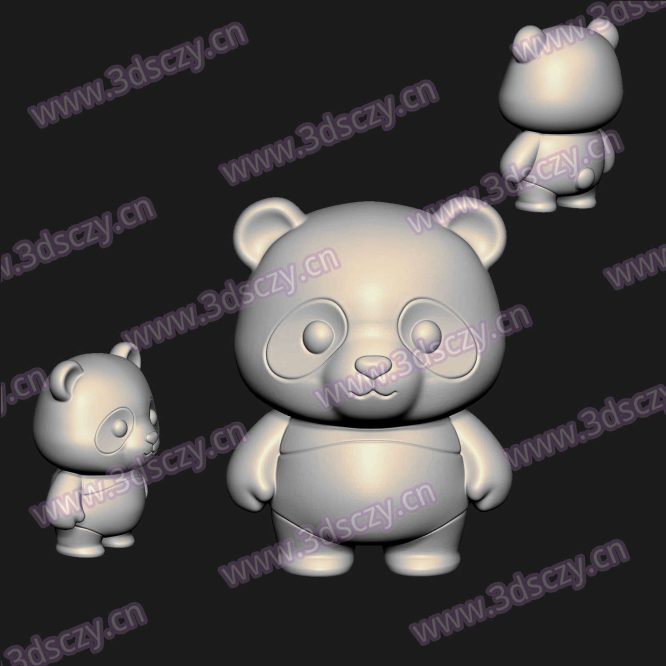 001035可爱熊猫站立圆雕图STL文件三维图立体图建模精雕图雕刻机玉雕图木雕图3D打印模型数据-3D素材资源仓