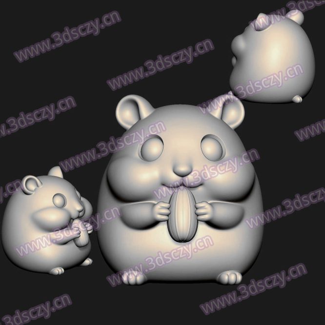 001080胖仓鼠偷吃瓜子圆雕图STL文件三维图立体图建模精雕图雕刻机玉雕图木雕图3D打印模型数据-3D素材资源仓