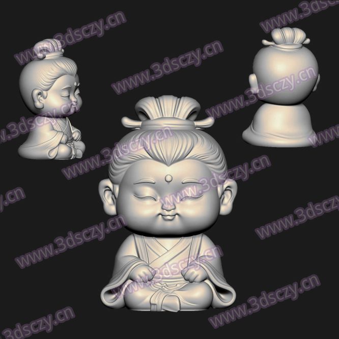 001082古代书生卡通公仔圆雕图STL文件三维图立体图建模精雕图雕刻机玉雕图木雕图3D打印模型数据-3D素材资源仓